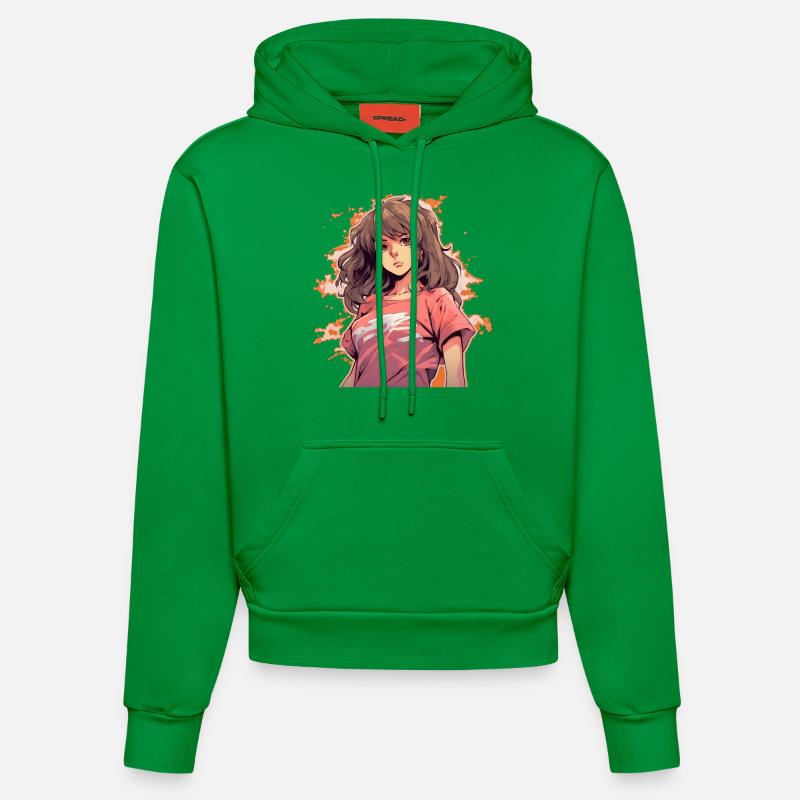Fille d’anime - Sweat à capuche bio ajusté fabriqué en UE - City Green