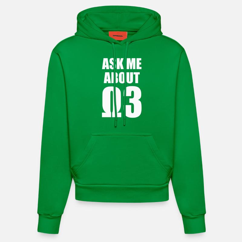 Posez-moi des questions sur les oméga 3 - blanc - Sweat à capuche bio ajusté fabriqué en UE - City Green