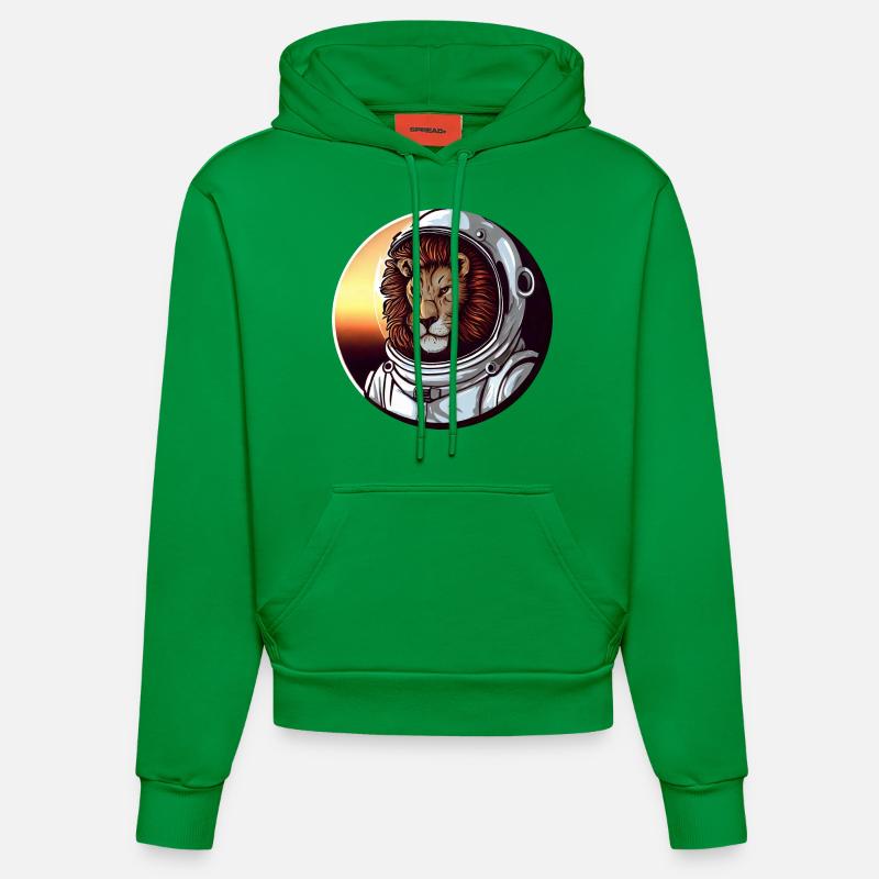 Lion Astronaut - Conception spatiale aventureuse - Sweat à capuche bio ajusté fabriqué en UE - City Green