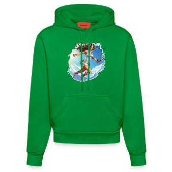 Joueur de tennis - illustration - Sweat à capuche bio ajusté fabriqué en UE - City Green - Devant