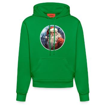 Père Noël - illustration - Sweat à capuche bio ajusté fabriqué en UE - City Green - Devant