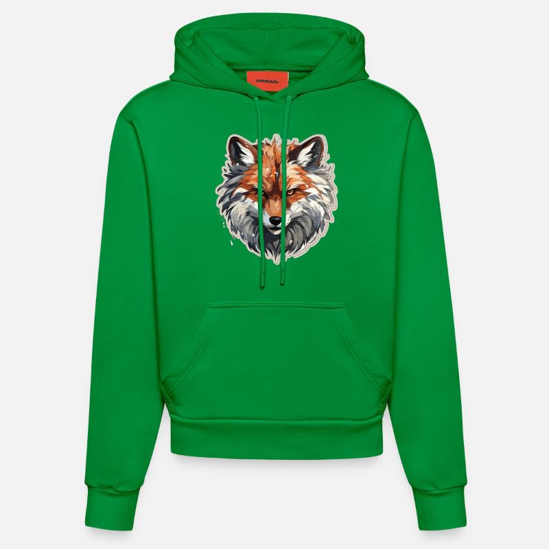 Renard - illustration - Sweat à capuche bio ajusté fabriqué en UE - City Green