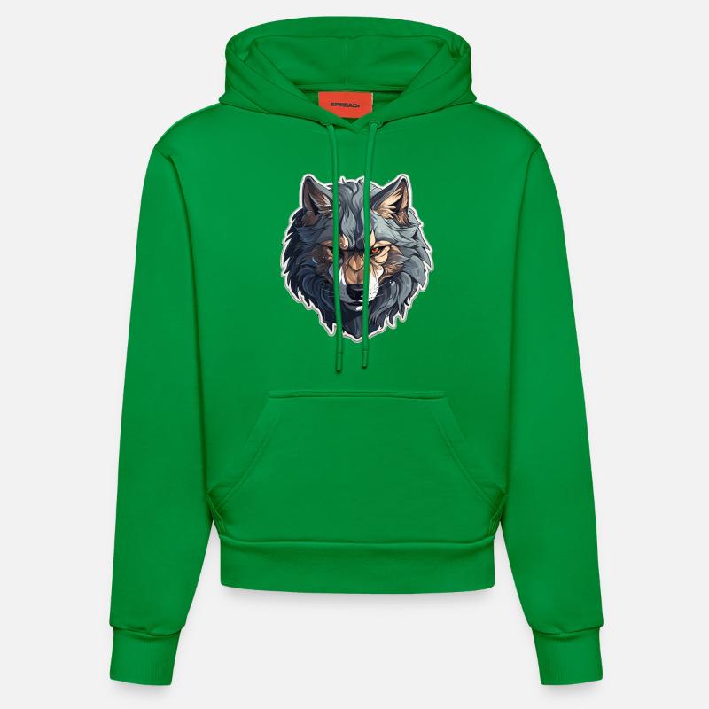 Loup - Illustration - Sweat à capuche bio ajusté fabriqué en UE - City Green