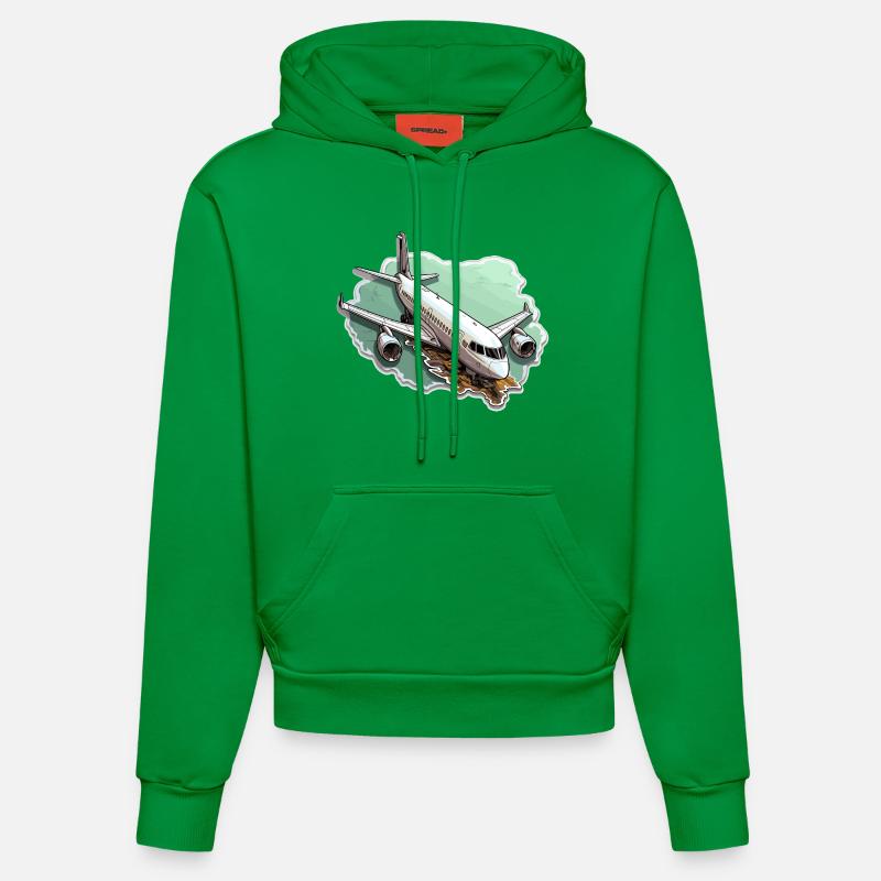 Avion - illustration - Sweat à capuche bio ajusté fabriqué en UE - City Green