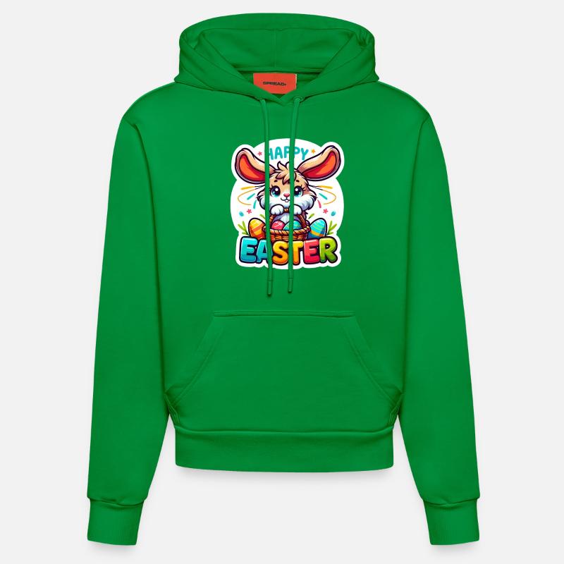 Happy Easter - Easter Bunny Illustration - Organic Fitted Hoodie Made in EU - City Green
