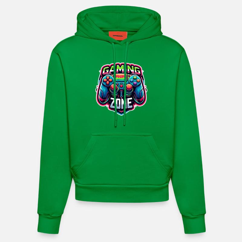 Gaming Zone - Illustration de la manette - Sweat à capuche bio ajusté fabriqué en UE - City Green