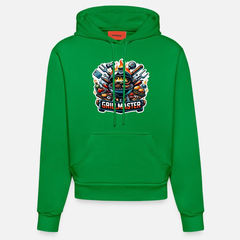 GrillMaster - Illustration de gril - Sweat à capuche bio ajusté fabriqué en UE - City Green