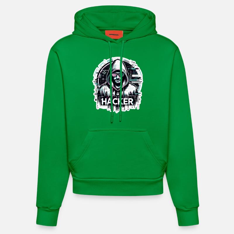 Hacker - Illustration - Sweat à capuche bio ajusté fabriqué en UE - City Green