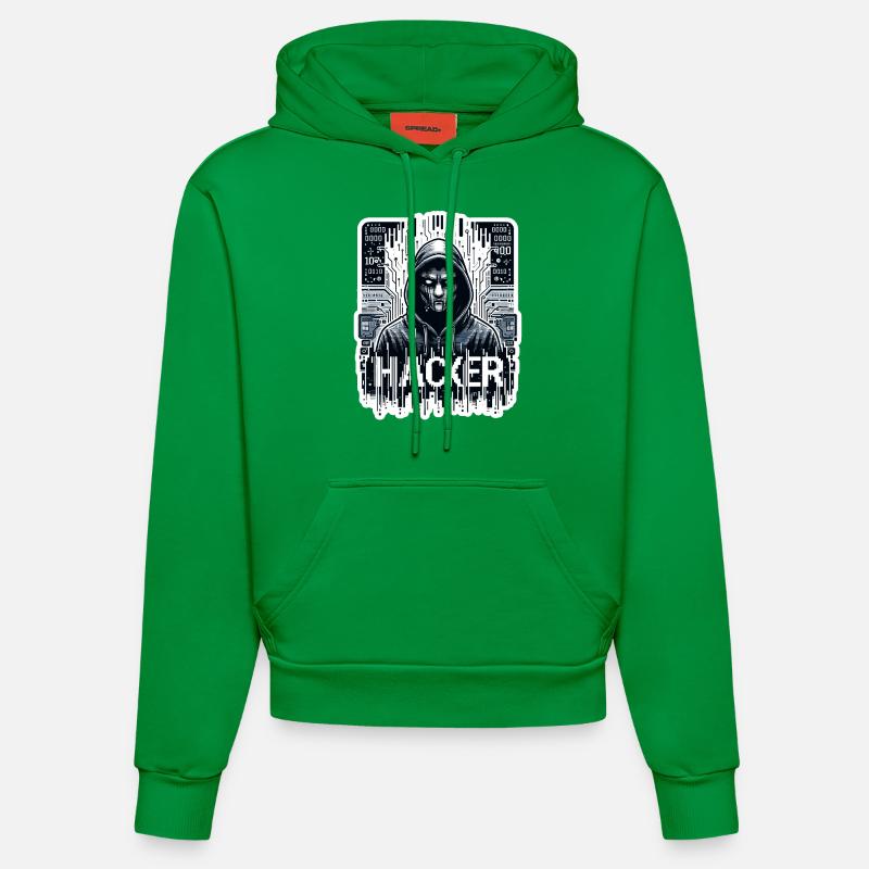 Hacker - Illustration - Sweat à capuche bio ajusté fabriqué en UE - City Green