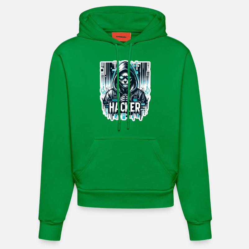 Hacker - Illustration - Sweat à capuche bio ajusté fabriqué en UE - City Green