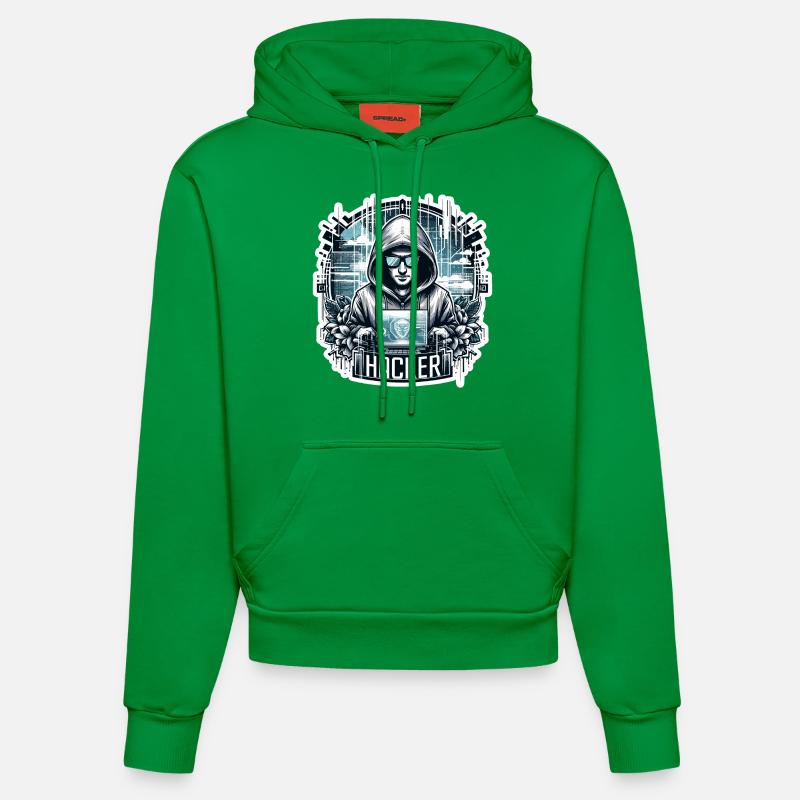 Hacker - Illustration - Sweat à capuche bio ajusté fabriqué en UE - City Green