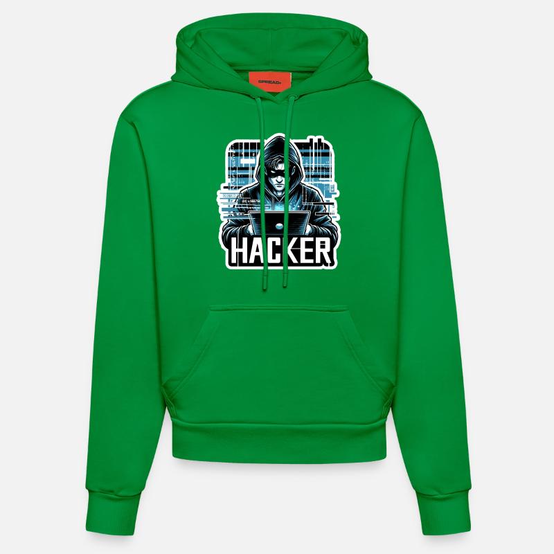 Hacker - Illustration - Sweat à capuche bio ajusté fabriqué en UE - City Green