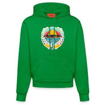 Restez au sec - Illustration de parapluie - Sweat à capuche bio ajusté fabriqué en UE - City Green - Devant