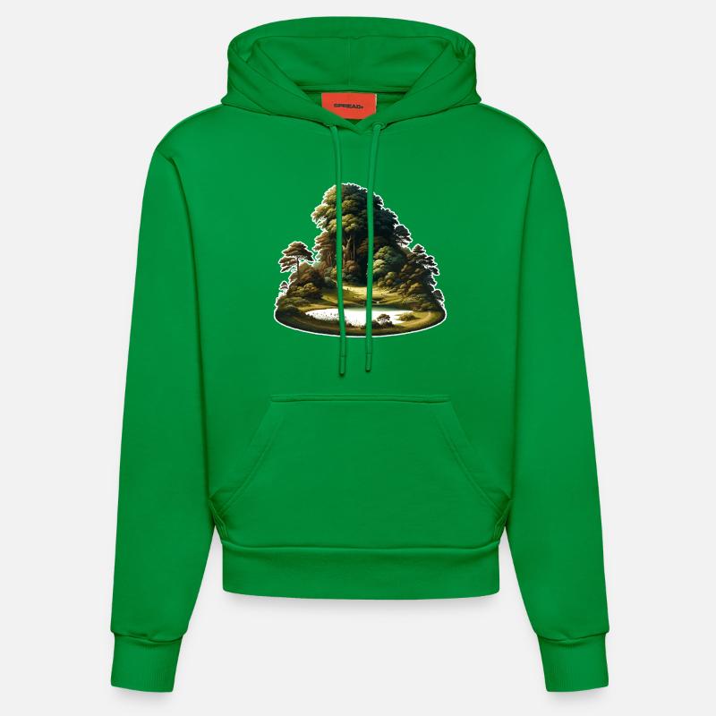 Paysage - Illustration - Sweat à capuche bio ajusté fabriqué en UE - City Green