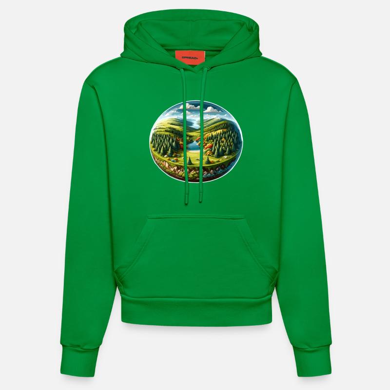 Paysage - Illustration - Sweat à capuche bio ajusté fabriqué en UE - City Green