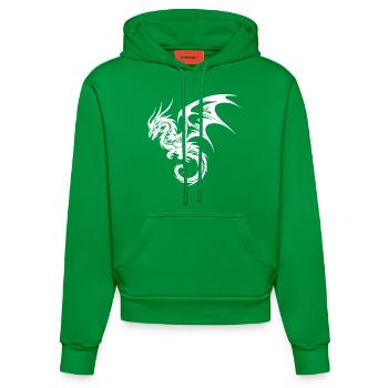 Chinesischer fliegender Drache im Tattoo Style - Organic Fitted Hoodie Made in EU - City Green - Vorne