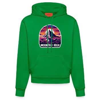 Mountain High - Berg Illustration - Organic Fitted Hoodie Made in EU - City Green - Front