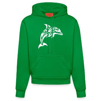 Saut Mignon Tatouage Dauphin - Sweat à capuche bio ajusté fabriqué en UE - City Green - Devant