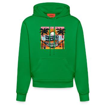 Sommervibes (Weniger Montag, mehr Sommer) - Organic Fitted Hoodie Made in EU - City Green - Vorne