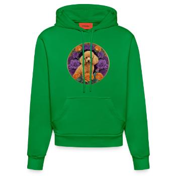 Poodle apricot and pink mauve and orange - Organic Fitted Hoodie Made in EU - City Green - Front