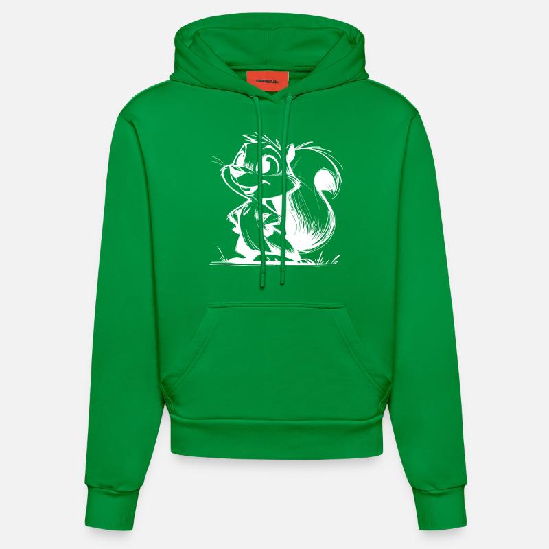 Dessin au crayon d’écureuil mignon - Sweat à capuche bio ajusté fabriqué en UE - City Green