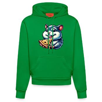 Hamster cochon d’Inde pizza amateur de restauration rapide - Sweat à capuche bio ajusté fabriqué en UE - City Green - Devant