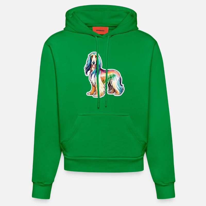 Lévrier afghan aquarelle - Sweat à capuche bio ajusté fabriqué en UE - City Green