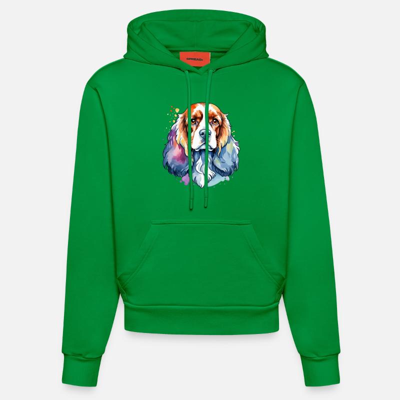 Cocker américain Épagneul Aquarelles - Sweat à capuche bio ajusté fabriqué en UE - City Green