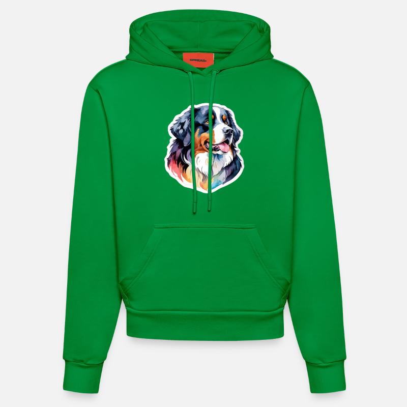 Bouvier bernois Aquarelles - Sweat à capuche bio ajusté fabriqué en UE - City Green
