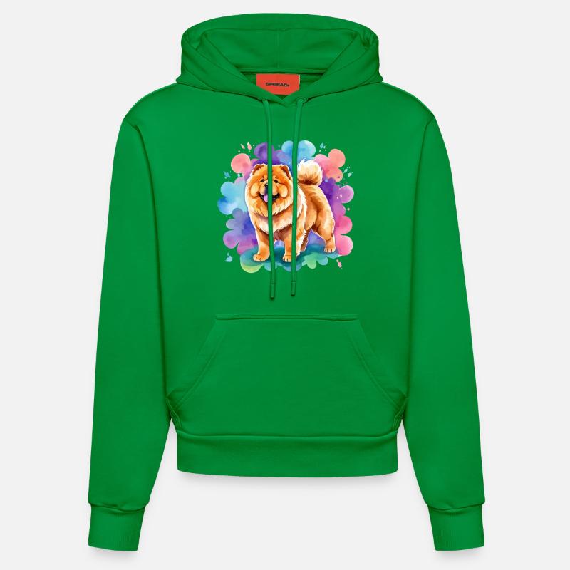 Chow Chow Aquarelles - Sweat à capuche bio ajusté fabriqué en UE - City Green