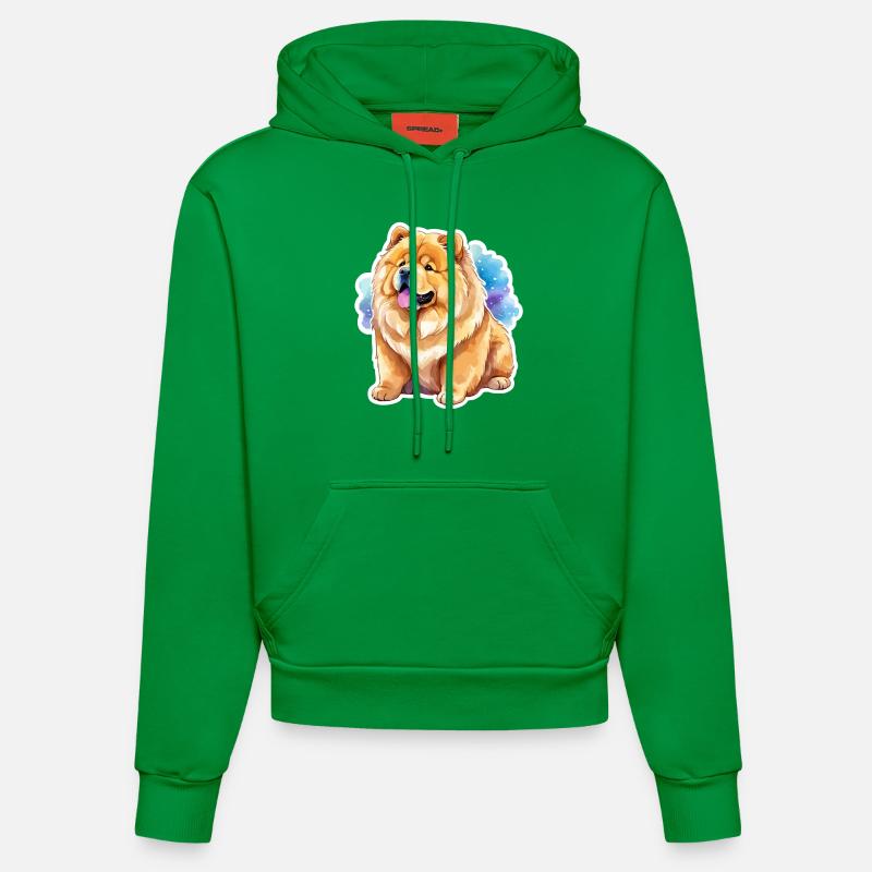 Chow Chow Aquarelles - Sweat à capuche bio ajusté fabriqué en UE - City Green