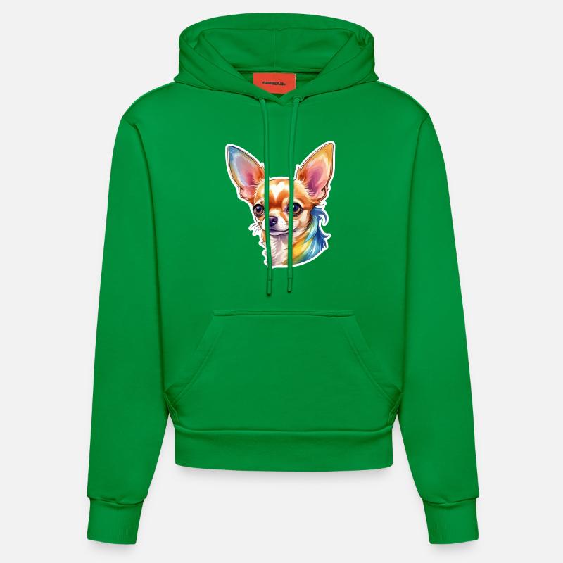 Chihuahua Aquarelle - Sweat à capuche bio ajusté fabriqué en UE - City Green