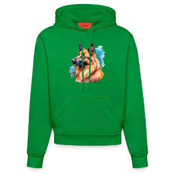 Belgischer Schäferhund Wasserfarben - Organic Fitted Hoodie Made in EU - City Green - Vorne