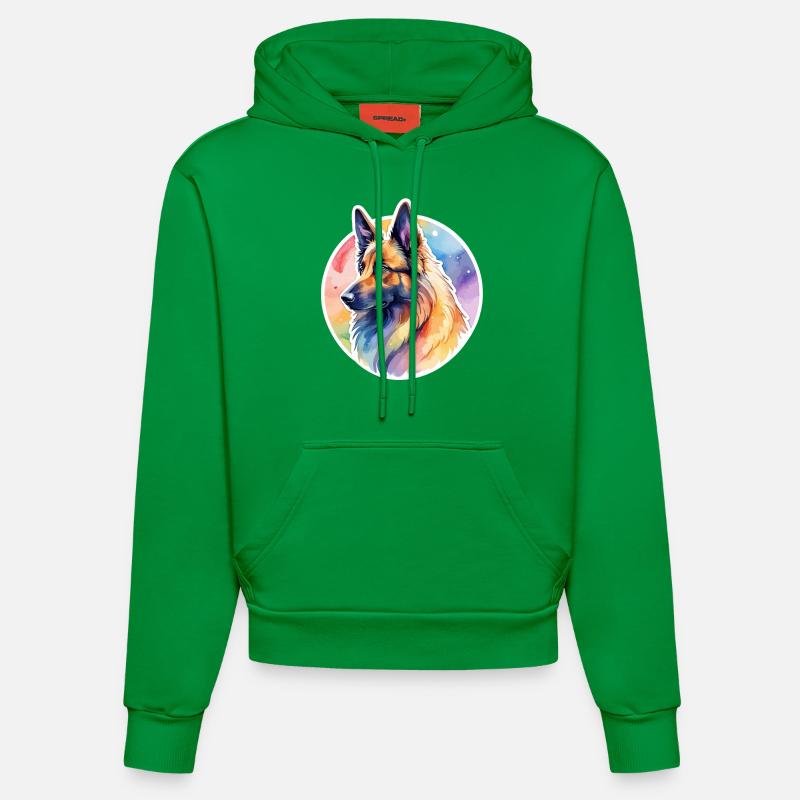 Berger Belge Aquarelle - Sweat à capuche bio ajusté fabriqué en UE - City Green