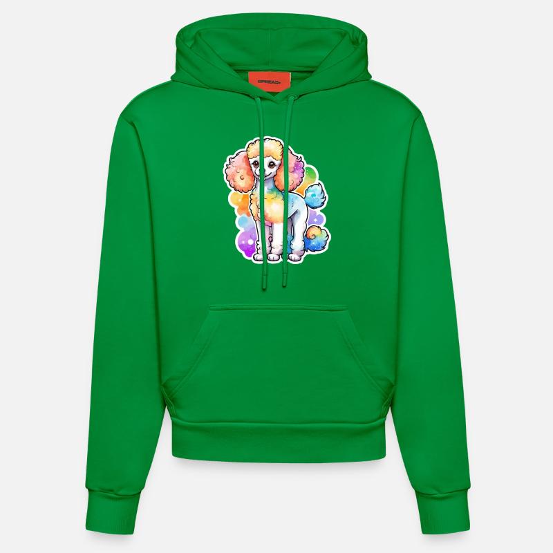 Caniche Aquarelles - Sweat à capuche bio ajusté fabriqué en UE - City Green