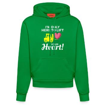 Forklift Operator Driver Valentine’s Day Funny - Organic Fitted Hoodie Made in EU - City Green - Front