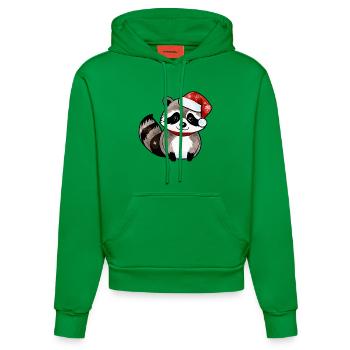 Raton laveur Noël Aquarelles - Sweat à capuche bio ajusté fabriqué en UE - City Green - Devant