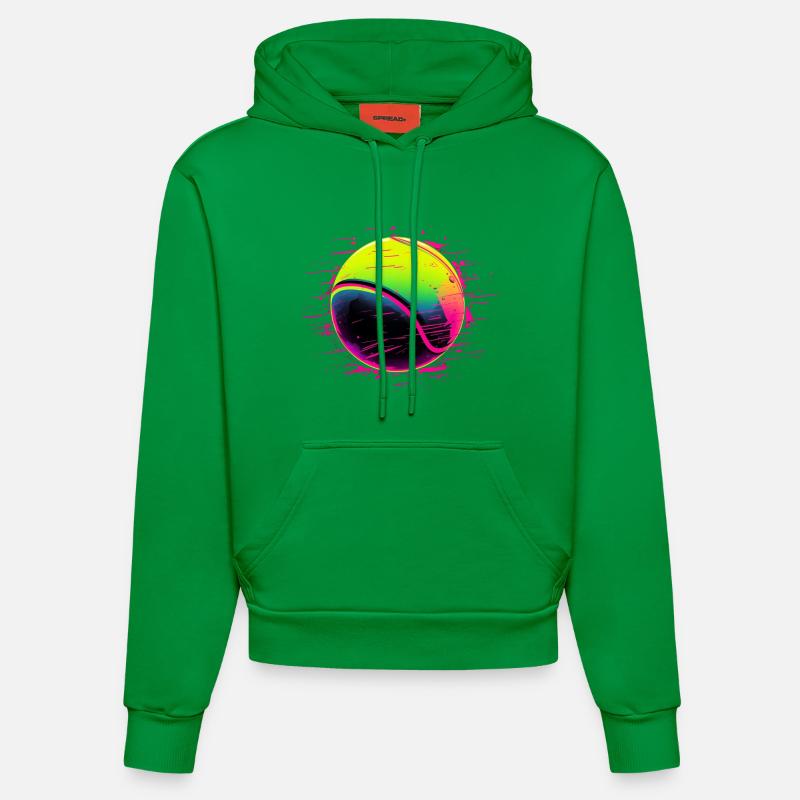 Balle de tennis style synthwave - Sweat à capuche bio ajusté fabriqué en UE - City Green