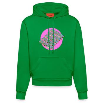 Vacation – 3D Retro Lettering - Organic Fitted Hoodie Made in EU - City Green - Front