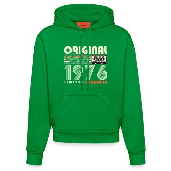 Original 1976 Jahrgang Vintage Geburtstag Retro - Organic Fitted Hoodie Made in EU - City Green - Vorne