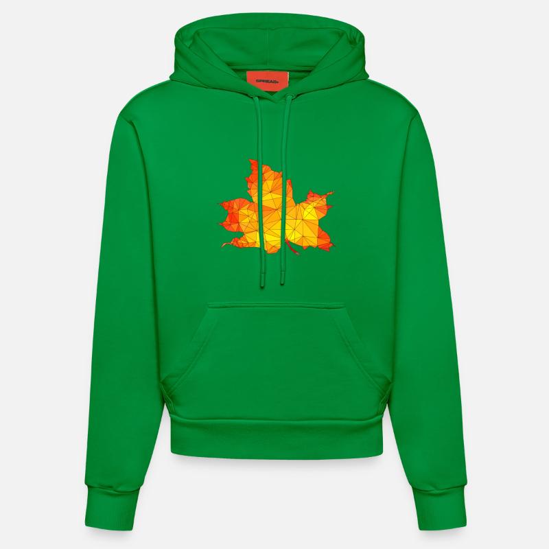 Polygonal Automne Érable Feuille Poly Art - Sweat à capuche bio ajusté fabriqué en UE - City Green