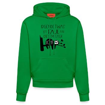 Faultier Faul Sein Faulheit Motivation Sprüche - Organic Fitted Hoodie Made in EU - City Green - Vorne