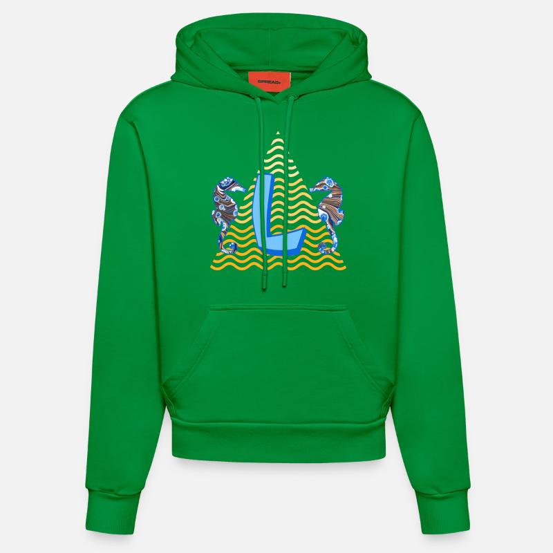 Hippocampe E 262 l - Sweat à capuche bio ajusté fabriqué en UE - City Green