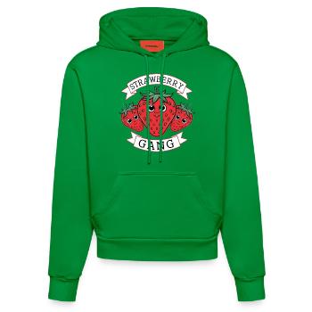 Strawberry Gang - Team Strawberry Picker - Organic Fitted Hoodie Made in EU - City Green - Front