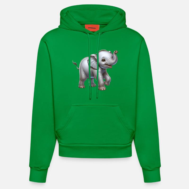 Conception d’éléphant mignon (bébé éléphant) - Sweat à capuche bio ajusté fabriqué en UE - City Green