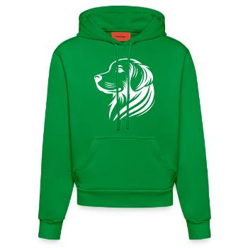 Golden Retriever Head Silhouette Minimalist - Organic Fitted Hoodie Made in EU - City Green - Front