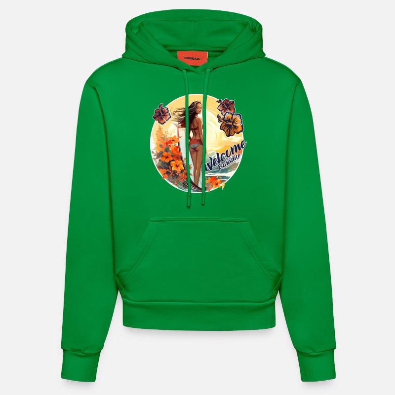 SURFING PARADISE!! - Sweat à capuche bio ajusté fabriqué en UE - City Green