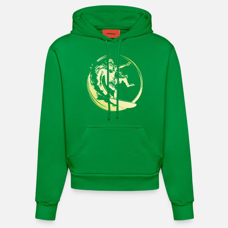 Surfeur Homme - Sweat à capuche bio ajusté fabriqué en UE - City Green