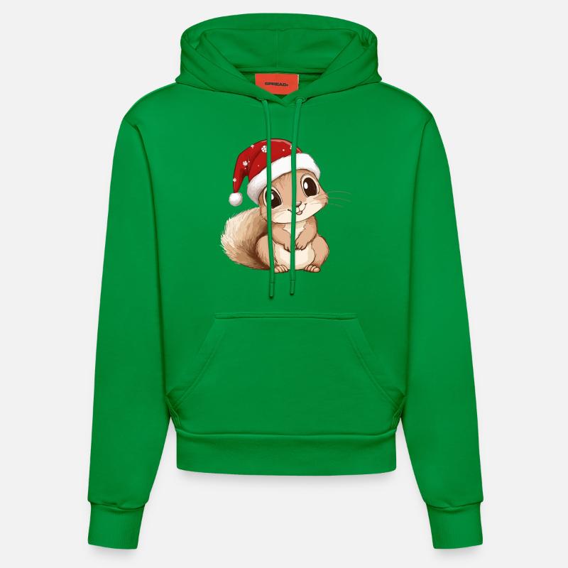 Écureuil Noël mignon Noël mignon - Sweat à capuche bio ajusté fabriqué en UE - City Green
