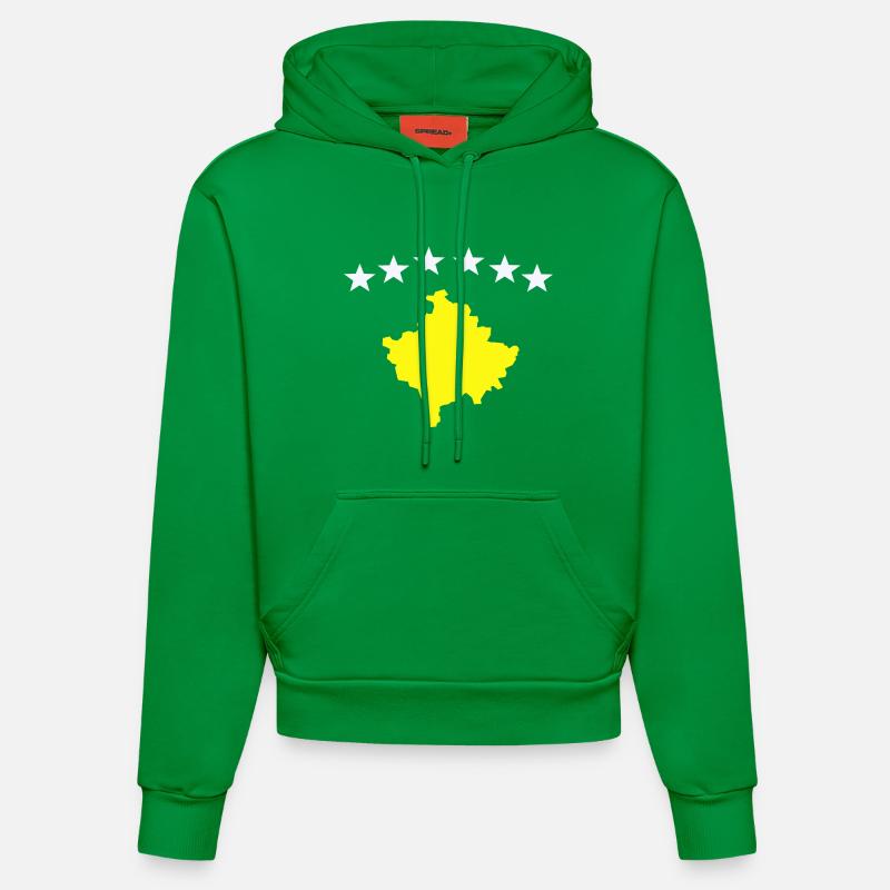 Drapeau du Kosovo - Sweat à capuche bio ajusté fabriqué en UE - City Green